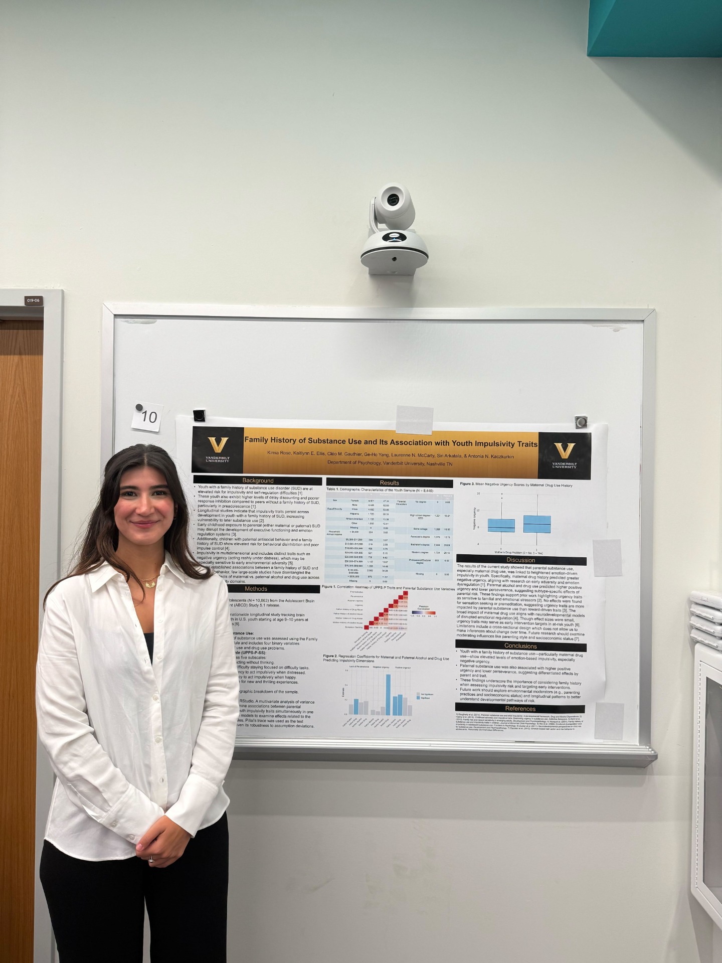 Summer volunteer, Kimia Rose, presenting her project, "Family History of Substance Use and Its Association with Youth Impulsivity Traits".
