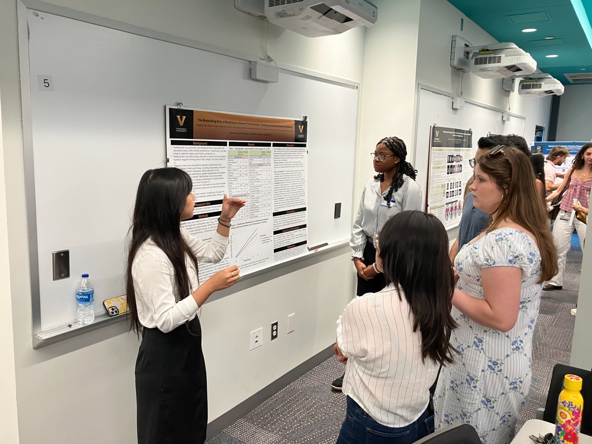 Mujalinda Deu presenting her poster, "The Moderating Role of Mindfulness Between Perfectionistic Thinking and Eating Disorder Symptoms."